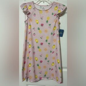 FISH STIX Stitch Fix Girls Night Gown Pink Fruit Print Flutter Sleeves NWT 10